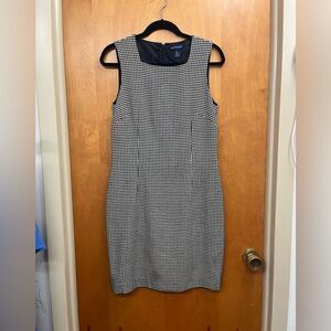 Ann Taylor Black and White Checkered wool sleeveless pencil Dress